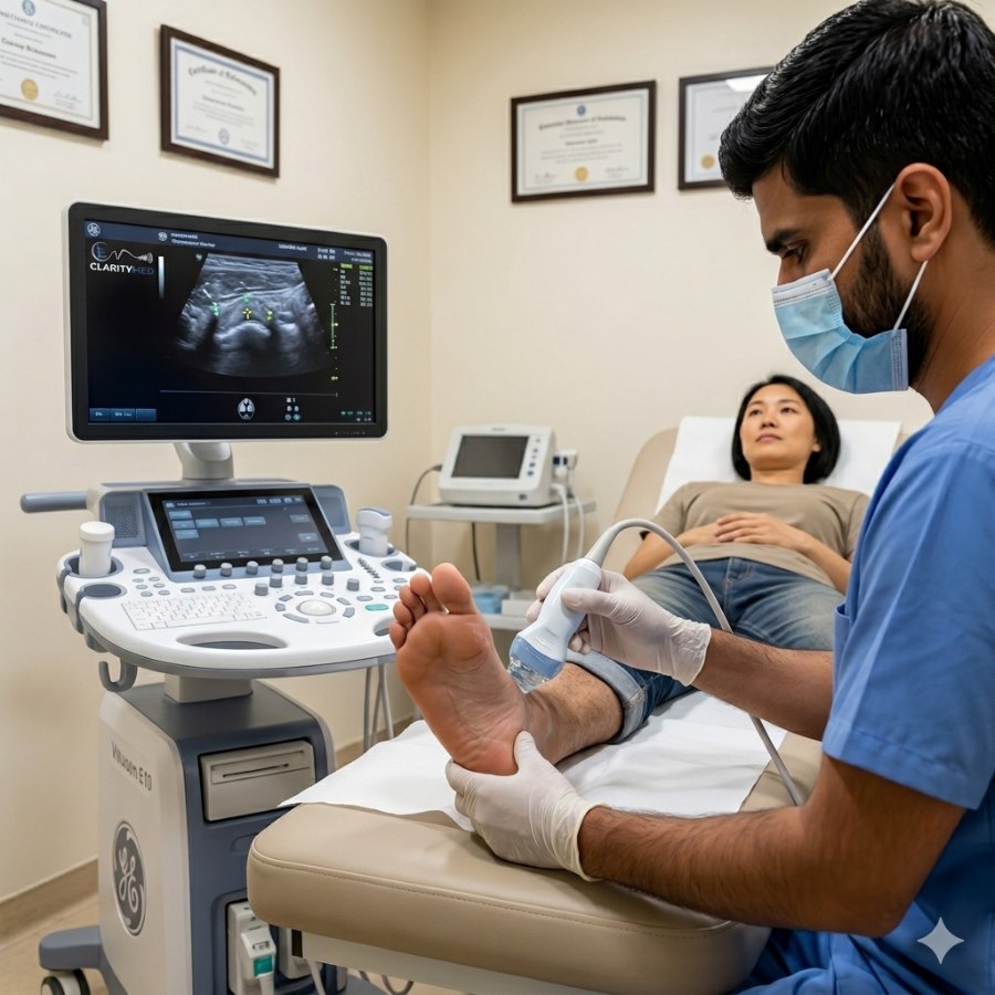 Right Foot Ultrasound Safe Imaging for Foot Pain, Swelling & Injury